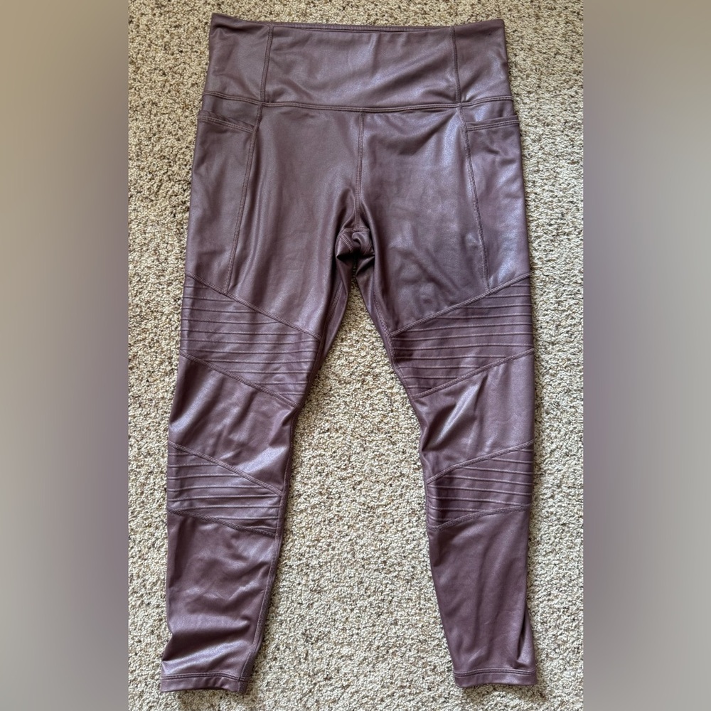 Athleta Shimmering Brown/Mauve Inclination Moto Tights